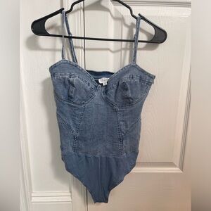 LE LIS Denim bodysuit. Size medium. Worn once